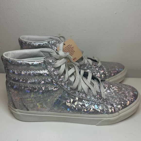 Vans HOLOGRAM Silver SK8-Hi Slim Women's Sneakers Size 8 New with Tags Mens 6.5 - Picture 1 of 9